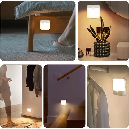 Motion Sensor Led Light Usb Charging Square Lamp for Bedroom Kitchen Stair Hallway Wardrobe Cupboard Lighting