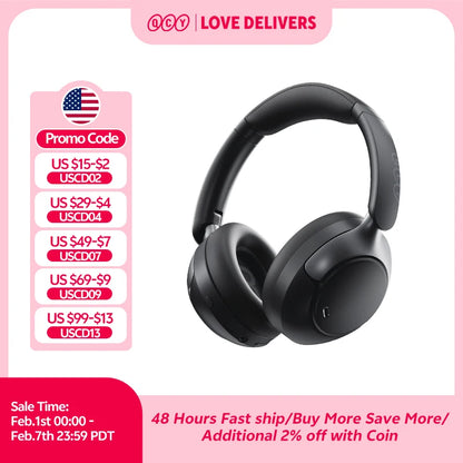 QCY H3 Pro ANC Wireless Headphone 50dB Noise Canceling Hi-Res Spatial Audio Earphone with LDAC Bluetooth 5.4 Over Ear Headset