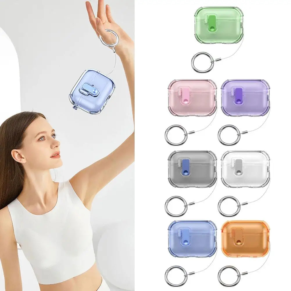 For AirPods Pro 3 2025 New Case Phone Stand Luxury designer Transparent TPU Case Upgrade security lock Case for Air Pods Pro 3