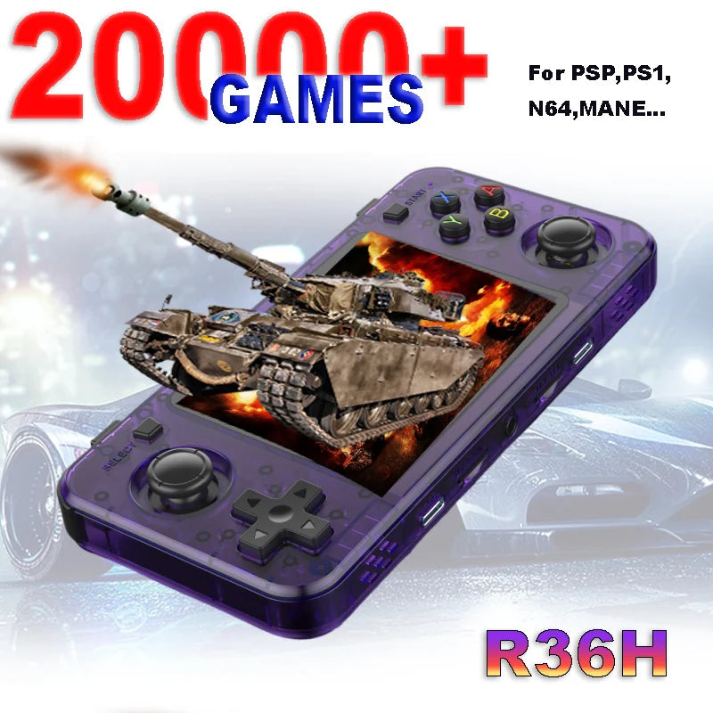 New R36H Game Console R36S Horizontal Retro Handheld Consolas Open Source Portable Pocket Video Player 64GB 3.5 Inch Boy Gift