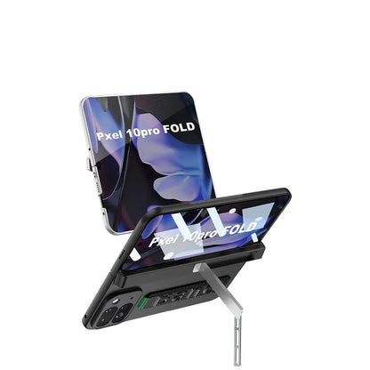 Magnetic Hinge Folding Stand Holder Wrist Strap with Glass Protector Case for Google Pixel 10 Pro Fold Lens Protect Cover