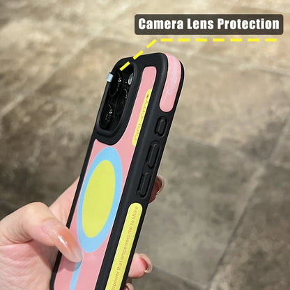 Dopamine Magnetic Clash Color Bumper Case for iPhone 16 15 14 Pro Max for Magsafe Candy Contrast Color Shockproof Cover Funda