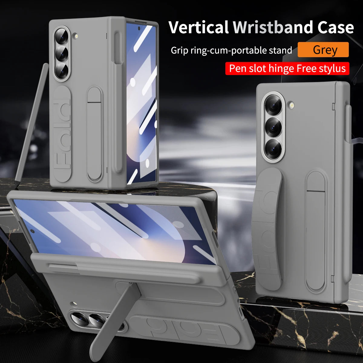 Plating Clear Hinge Magnetic Case For Samsung Galaxy Z Fold 4 5 with Pen Holder Full Screen Protector Phone Cover Fold 7 6 3 5G