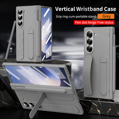 Plating Clear Hinge Magnetic Case For Samsung Galaxy Z Fold 4 5 with Pen Holder Full Screen Protector Phone Cover Fold 7 6 3 5G