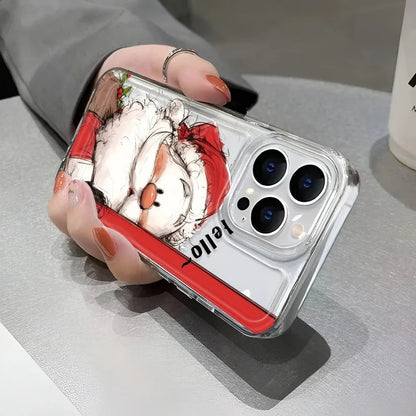 Hello Christmas Santa Claus Phone Case For iPhone 17 16 15 14 Plus 13 12 11 Pro Max 17Air Christmas Pattern Clear Phone Cover