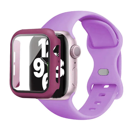 Silicone Strap+case for Apple Watch Band 44mm 40mm 45mm 41mm 49mm 42mm 38mm 44 45 Mm Bracelet Iwatch Ultra Series 7 Se 3 4 5 6 8