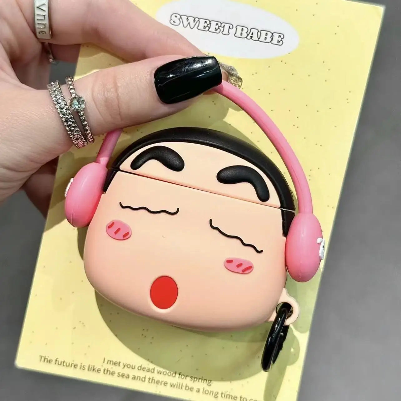Kawaii Crayon Shin-Chan Case for Apple AirPods 1 2 3 Airpod Pro 3D Key Chain Wireless Earphone Bluetooth Headset Silicone Cover