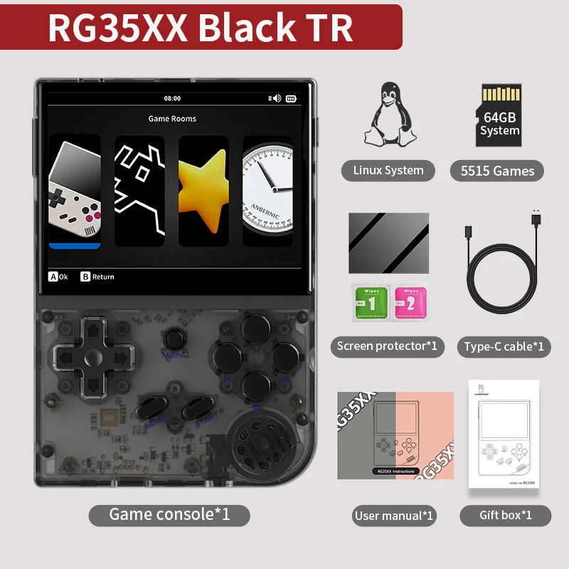 ANBERNIC RG35XX Plus/RG35XX Retro Handheld Game Console 3.5″ IPS Screen Linux Portable Video Game Player Support HD-M-I TV Output