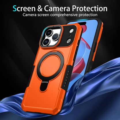 Luxury Armor For Magsafe Magnetic Stand Holder Phone Case For iPhone 17 Pro Max 17 Air Ring Bracket Shockproof Bumper Cover