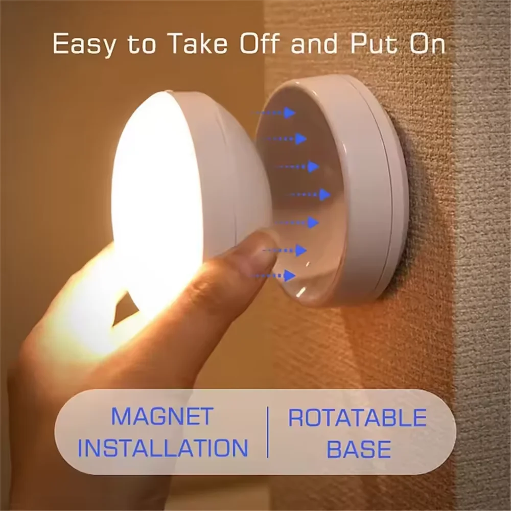 Night Light Motion Sensor Light Rechargeable Wireless LED Lighting 360 Rotating Magnetic For Room Bedside Table Cabinet lighting