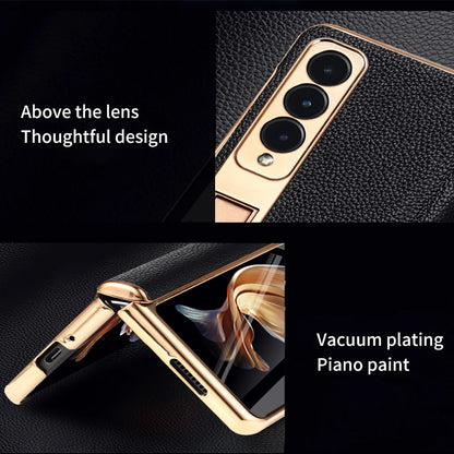 LANGSIDI Brand Luxury Genuine Leather Shockproof Case for Samsung Galaxy Z Fold 3 4 5 6 Magnetic Hinge Protective Stand Cover