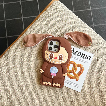 3d Plush Ear Pulling Cloth Suitable For Iphone 11 12 13 14 15 Pro Max Phone Rear Cover Protective Cover Silicone Soft Shell