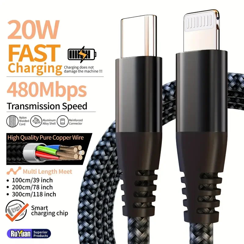 LAIHONEN MFI certified for iPhone 14 13 12 11 Type c To Lightning Fast charging cable for iPad Charging data transmission cable