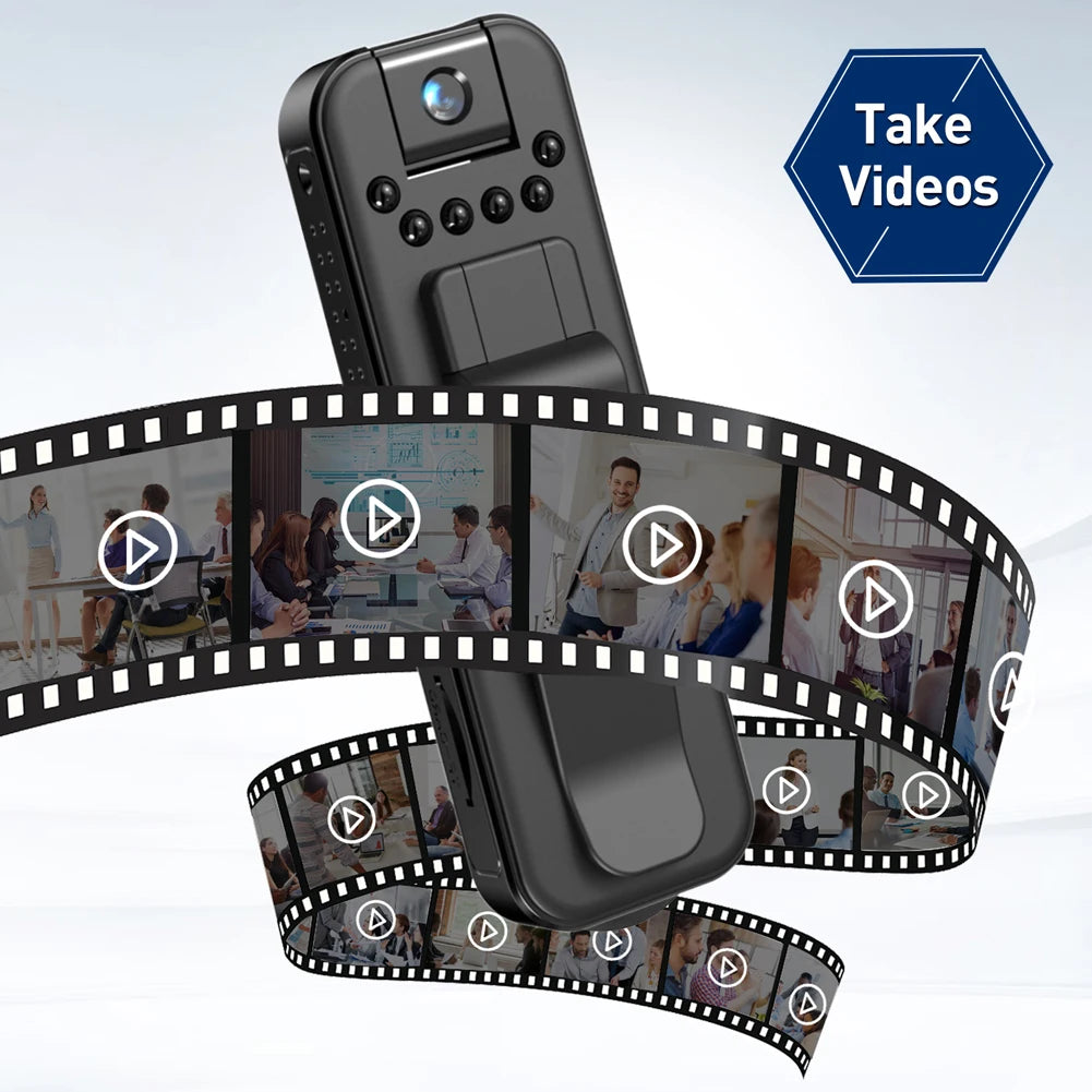 HD 1080P Miniature Camcorder Small Body Camera Police Body Cam with Back Clip Infrared Night Vision Video Surveillance Camcorder