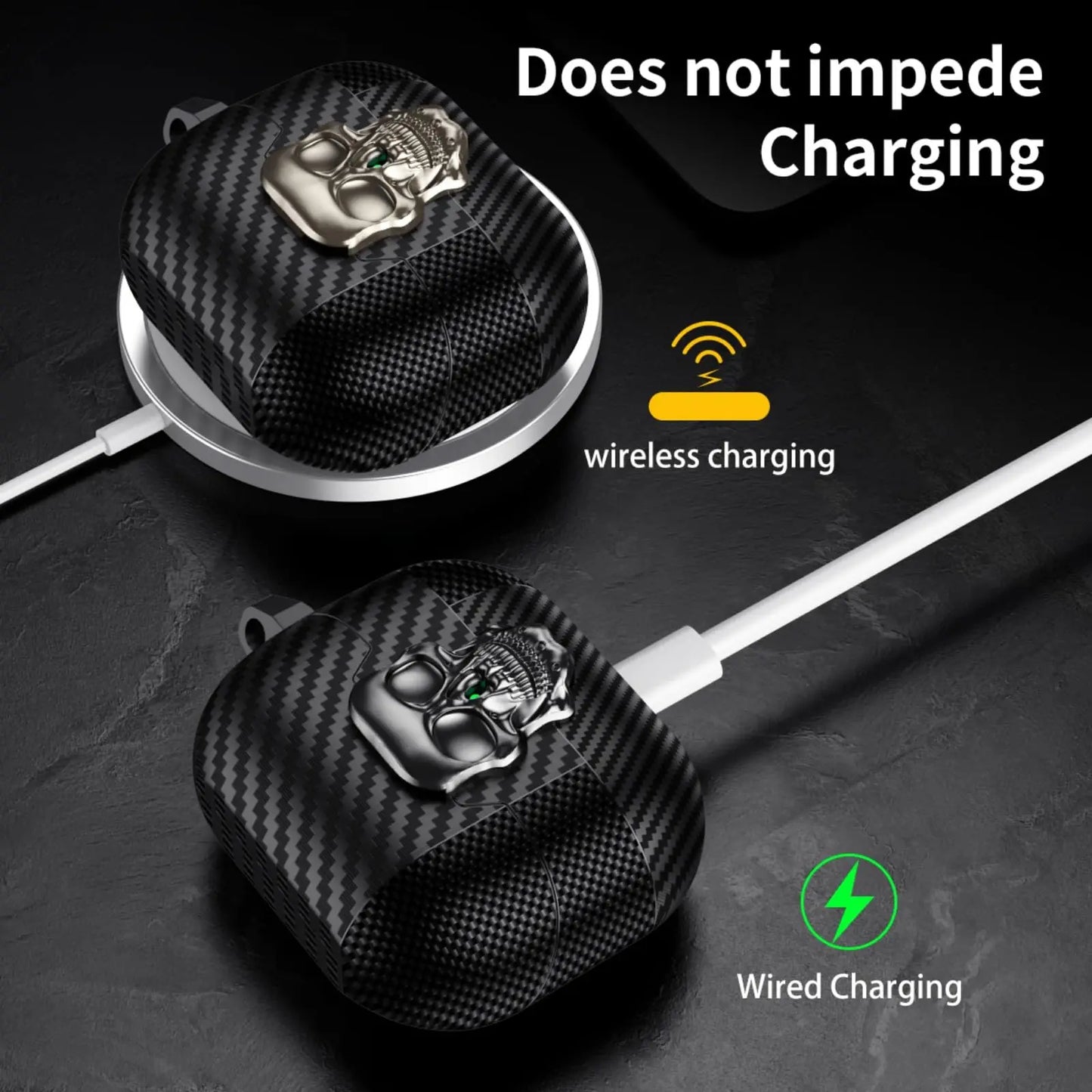 Lock Case For Samsung Galaxy Buds 3Pro with Keychain Funny TPU Cool Skull Carbon Fiber Protective Case For Samsung Galaxy Buds 3