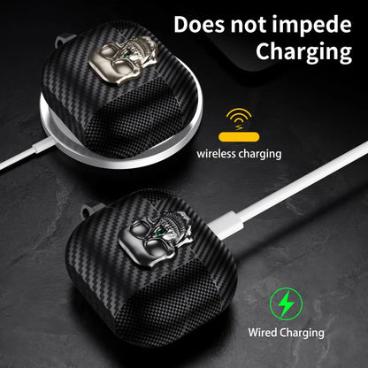 Lock Case For Samsung Galaxy Buds 3Pro with Keychain Funny TPU Cool Skull Carbon Fiber Protective Case For Samsung Galaxy Buds 3