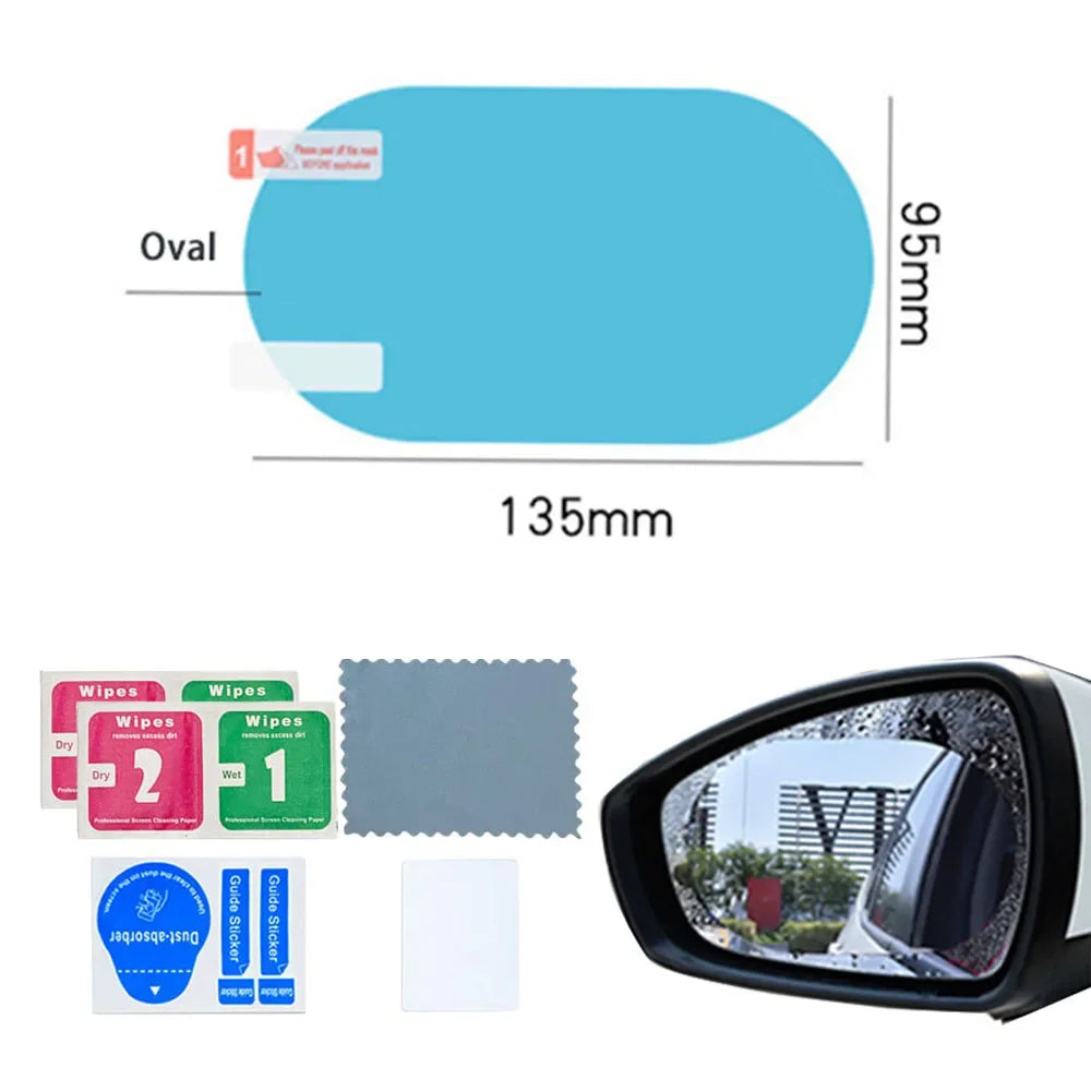 2/4pcs Car Rearview Mirror Film Side Window Rainproof Clear Film Anti Fog Window Mirror Protective Sticker for Car Accessories