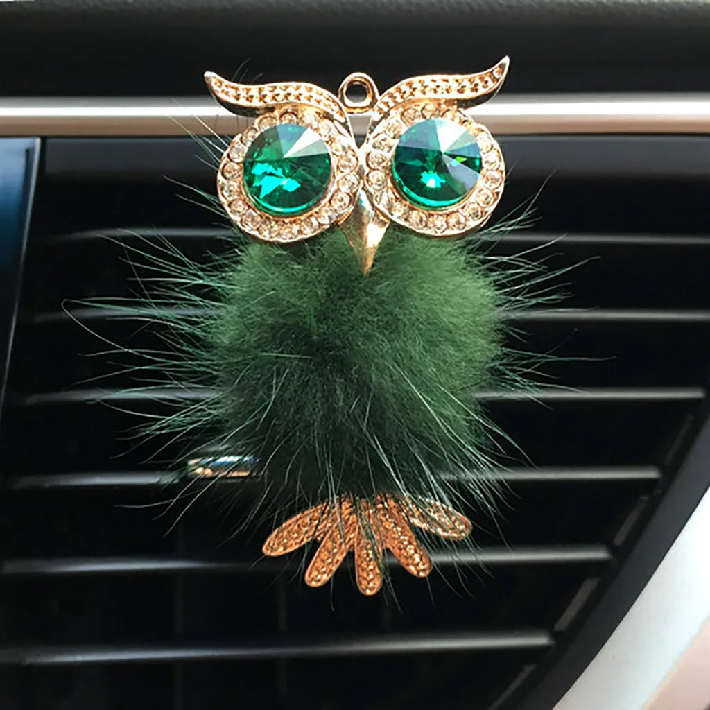 Diamond Fur Owl Car Air Freshener Auto Outlet Perfume Clip Scent Aroma Car Diffuser Bling Car Accessories Interior Decor Gifts