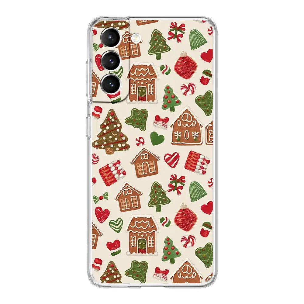 Phone Case For Samsung Galaxy S25 Edge S24 Plus S23 FE S22 S21 S20 Ultra 5G S10 Soft Clear Cover Cartoon Christmas