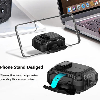 for Samsung Galaxy Buds 3 Pro Case with Secure Lock Carbon Fiber Protective Phone Holder Design Case for Samsung Galaxy Buds 3