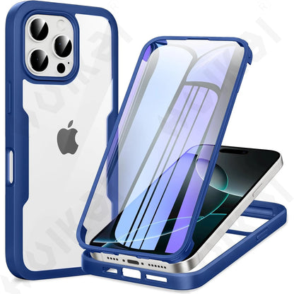 Case For iPhone 17 16 15 14 13 12 11 Pro Max Plus XS Max Plus 20245 360 Full Shockproof Silicone Screen Protection Phone Cover