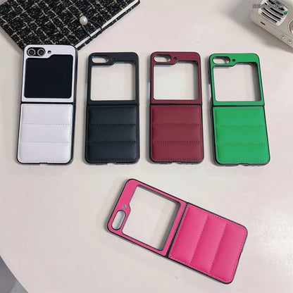 Fashion Down Jacket Air Cushion Case for Smausng Z Fold 6 Flip 6 Fold 5 4 3 ins Leather Shockproof Cover Galaxy Z Flip 5 4 3