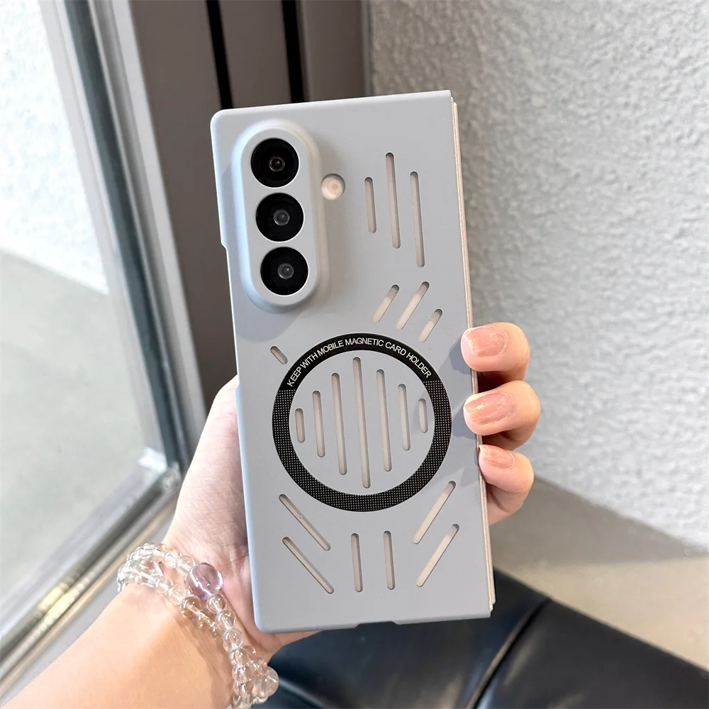 Magnetic For Magsafe Heat Dissipation Case For Samsung Z Fold 7 6 5 4 5G Wireless Charging Solid Color Matte Protective Cover