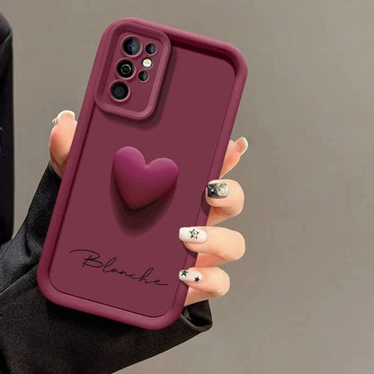Customized Personalized Name 3D Love Heart Case For Samsung Galaxy S24 S23 S22 S21 S20 Ultra Plus Luxury Soft Cover S23 S21 FE - covers4phones