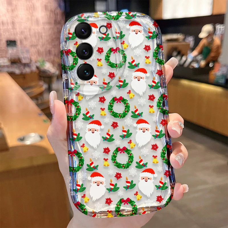 Christmas Pattern Case for Samsung Galaxy S24 S23 S22 S21 Ultra Plus S20 FE A73 A72 A71 A55 A54 5G A53 A52 A51 4G A50S A50 Cover