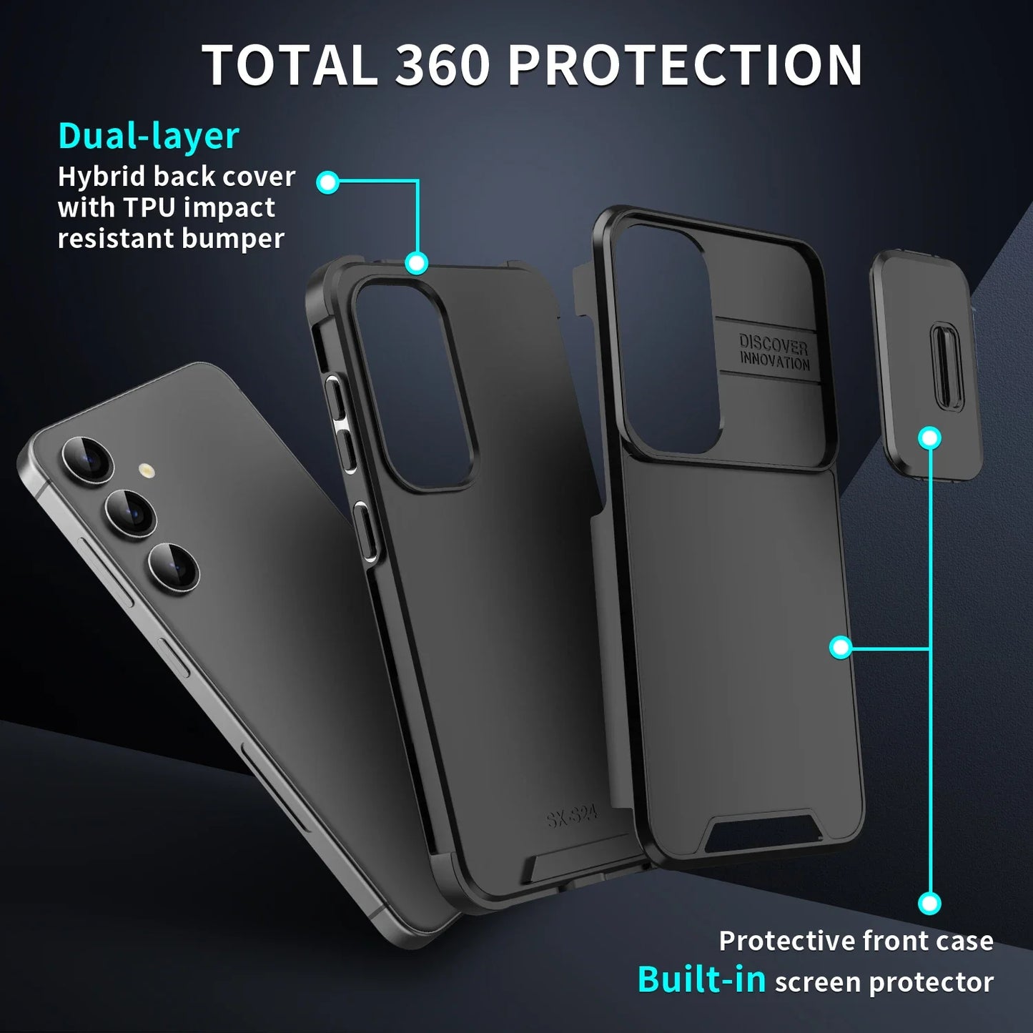 Slide Camera Phone Cover For Samsung Galaxy S25 S24 S23 S22 Ultra Plus S23 FE S21 FE S25Ultra S24Ultra 5G Case Silicone Coque