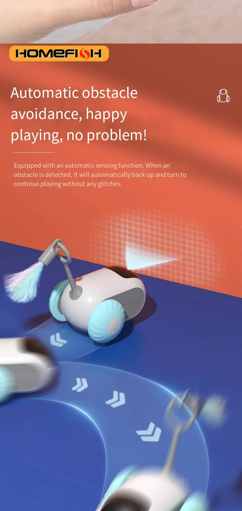 Smart Cat Car 2 Modes Automatic Moving Remote Controlled Car for Cats Dogs Interactive Playing Kitten Training Pet Supplies