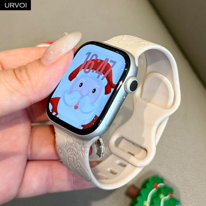 URVOI Christmas Sport Band for Apple Watch ultra 2 3 Series 11 10 9 8 Xmas tree silicone strap for iWatch Santa red green white
