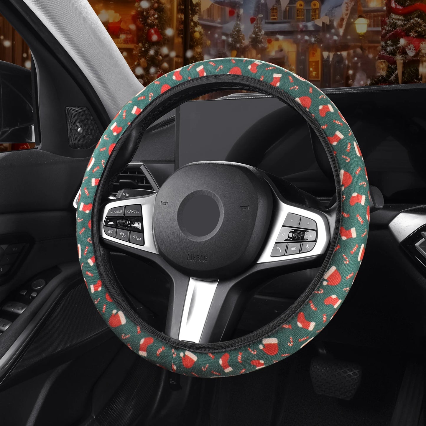 Christmas Limited Edition Car Steering Wheel Cover No Inner Ring Universal Fit Most Cars Wear-Resistant Non-Slip