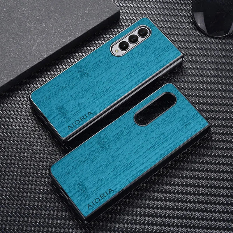 Case for Samsung Galaxy Z Fold 7 3 4 5 6 funda bamboo wood pattern Leather cover Luxury coque for galaxy z fold7 case capa
