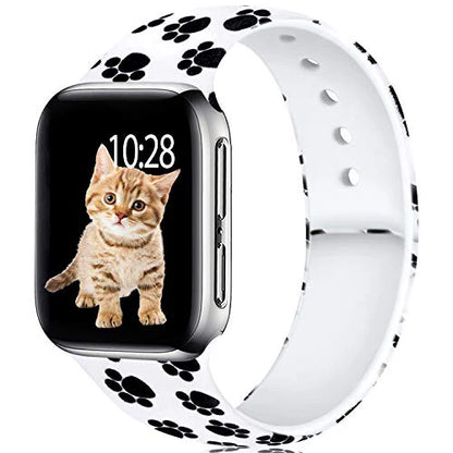 YAYUU Sport Band for Apple Watch Bands 40mm 41mm 44mm 45mm Floral Silicone Printed Pattern Straps for iWatch Series 7 6 5 4 3 SE