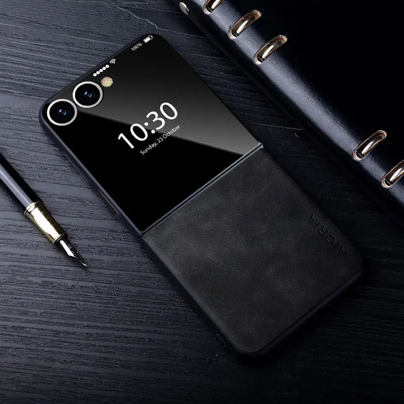Luxury PU Leather Phone Case For Samsung Galaxy Z Flip Fold 7 Fe 6 5 4 3 Classic Lambskin Texture Shockproof Silicone Back Cover