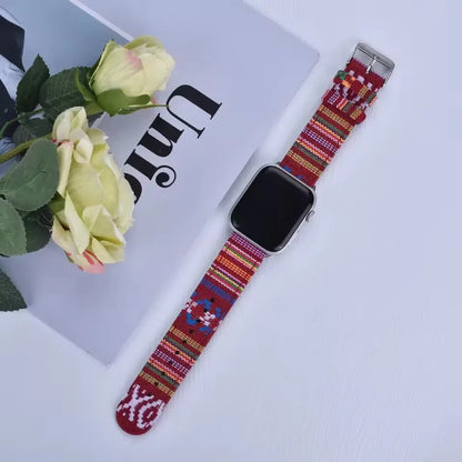 Christmas Exotic Style Fabric Straps For iWatch Band 8 7 SE 45mm 44mm 42mm Sports For Apple Watch 41mm 40mm 38mm Series 6 5 4 3