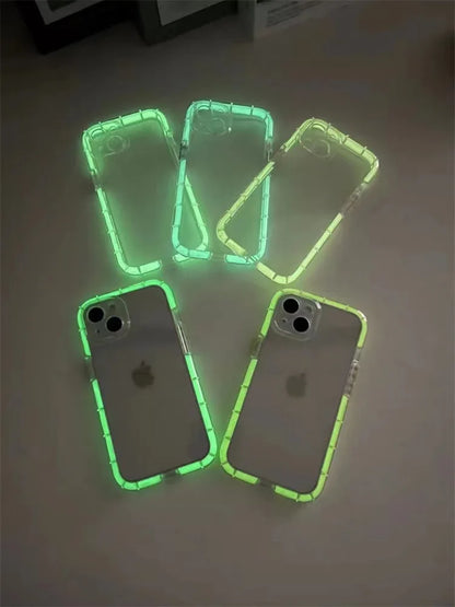 Luxury Transparent Shockproof Phone Case For iPhone 11 12 13 14 15 16 Pro Max X XS XR 7 8 Plus Clear Night Light Bumper Cover