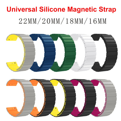 16mm 18mm 20mm 22mm Silicone Magnetic Rubber Watch Strap Band For Smart Sport Watch Connected Bracelet Man Watchband Watchstrap