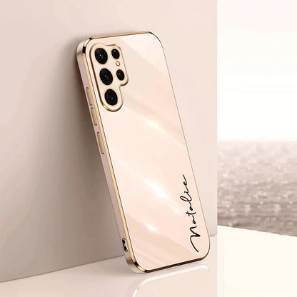 Case For Samsung Galaxy S24 Ultra Personalized Customized Name Case Luxury 6D Plating Soft Cover S23 S22 S21 S20 FE Ultra Plus - covers4phones