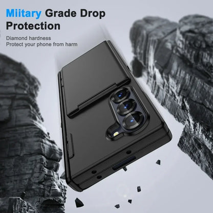 Kickstand Folding Bracket Flip Card Slot Holder Phone Case For Samsung Galaxy Z Fold 7 6 5 Fold7 Fold6 Fold5 5G Matte Cover