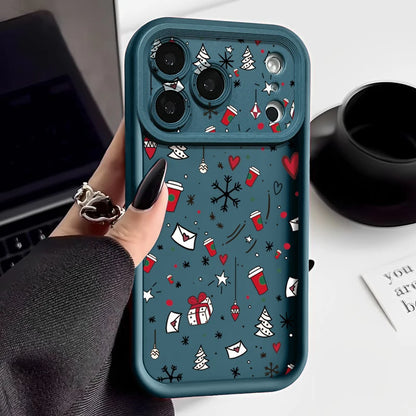 Cute Christmas Pattern Phone Case For iPhone 17 16 15 14 13 12 Pro Max 16 17 Pro 11 16e 17 Air Shockproof Soft Silicone Cover