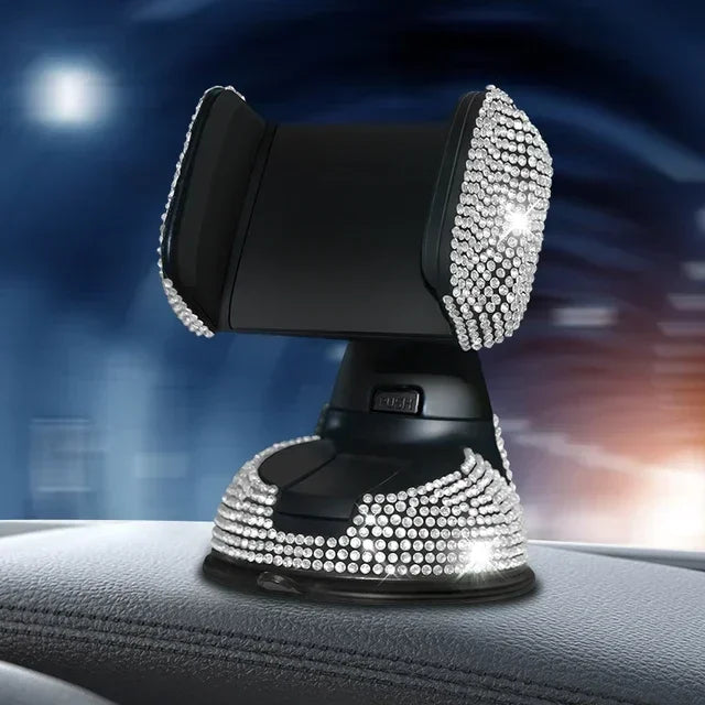 Crystal Rhinestones 360 Degree Car Phone Holder for Car Dashboard Auto Windows and Air Vent Universal Car Mobile Phone Holder