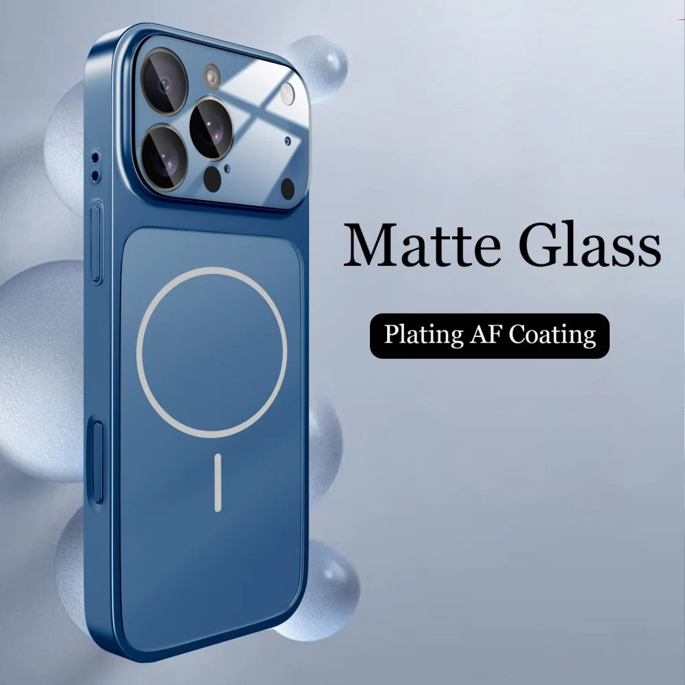 Glass Nano Matte Case For iPhone 17 Pro Max 17Air 17Pro 16 15 14 13 Pro Max Cover Magnetic Wireless Charge Armor Funda