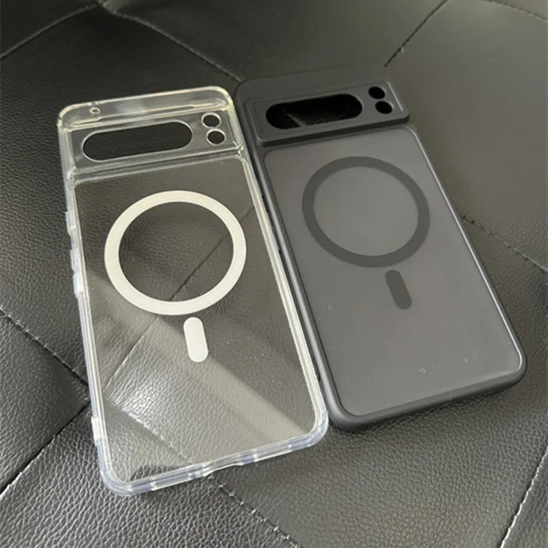 Transparent Shockproof PC+TPU Magsafe Case For Google Pixel 9 Pro XL 8 Pro 9a 8a Frosted Magnetic Wireless Charging Phone Cover