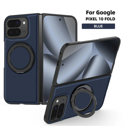 For Google Pixel 10 Pro Fold/Pixel 9 Pro Fold Kevlar 360 Rotating Magnetic Ring Wireless Charging Phone Case Protective Cover