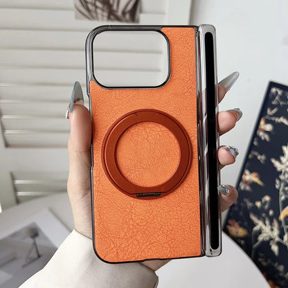 For Google Pixel 10 Pro Fold Case ELVEV Magnetic Luxury Plain PU Leather with Rotatable Ring Stand Phone Cover