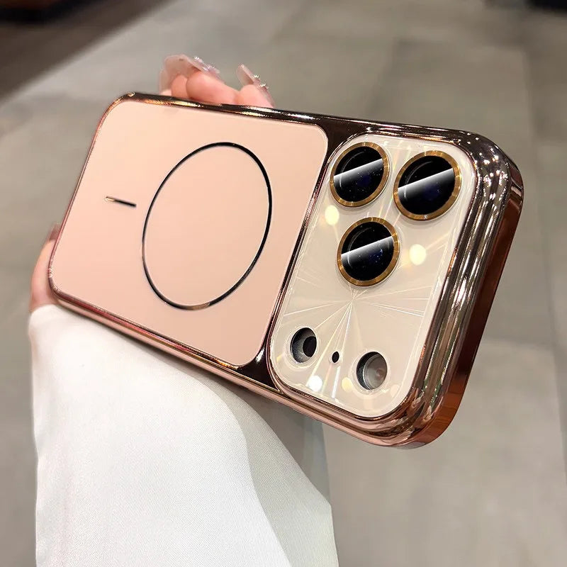 For iPhone 17 Pro Max Magsafe Case AG Matte Back Plating Bumper Cover for iPhone 13 14 15 16 Pro Max 17Pro Laser Pattern Cases