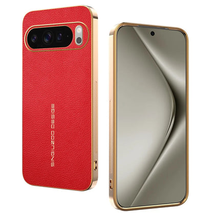 Classic Litchi Leather Magnetic Plating Frame Phone Case For Google Pixel 9 10 Pro XL 9A 6 7 8A Pro Non-slip Bumper Hard Cover