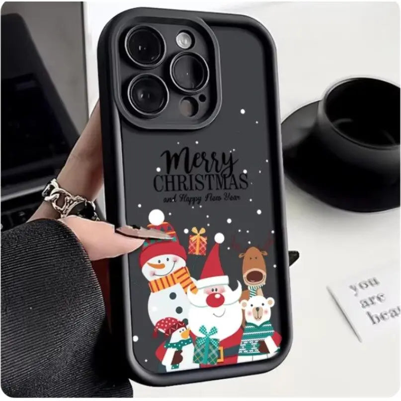 Case For Google Pixel 9 8 7 8A 7A Pro XL 9Pro 7Pro 8Pro 9ProXL Silicone Ins Cartoon Christmas New Year Gift New Design Hot Cover